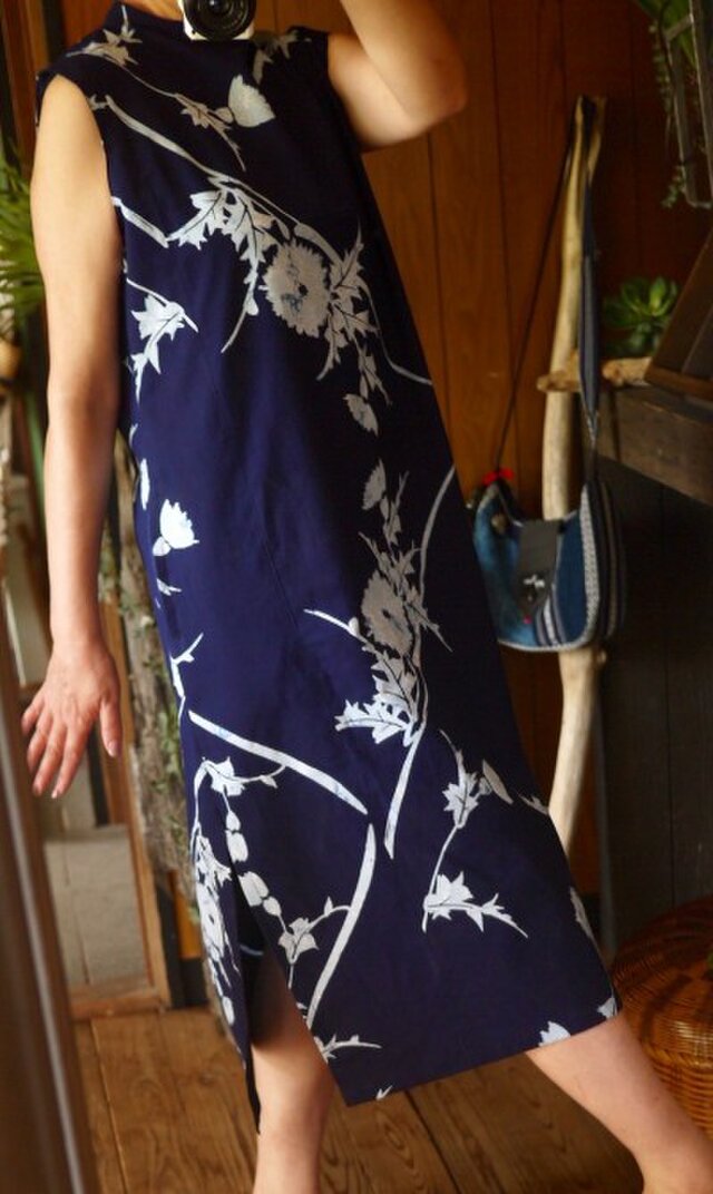 浴衣反物からスタンドネックワンピースの画像1枚目
