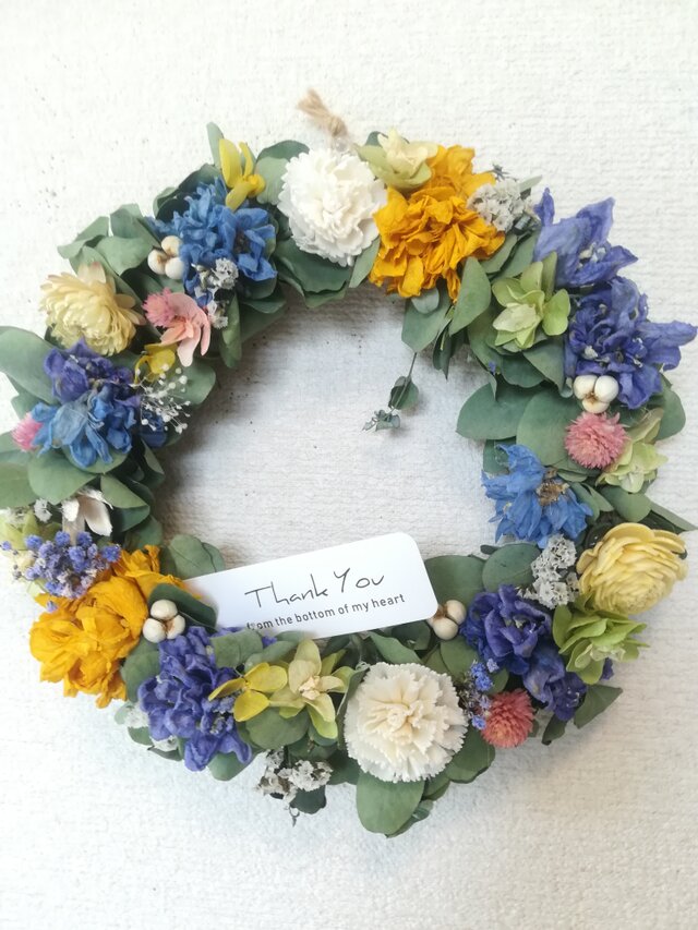 （送料無料）ドライフラワーリース+ユーカリと、