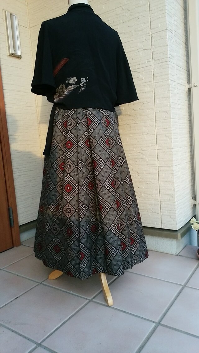 着物リメイク ロングタックスカート 一点品 の画像1枚目