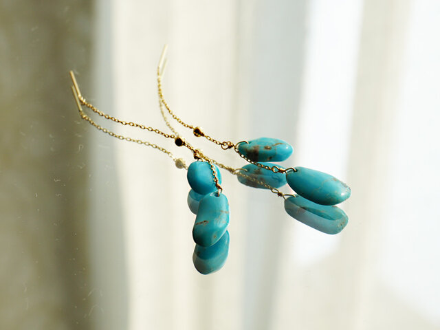 ターコイズピアス K18イエローゴールド | iichi 日々の暮らしを