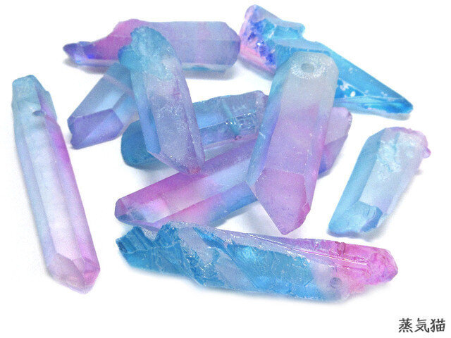 天然水晶 ブルー ピンク 40g 通し穴付 水晶パーツ 天然石 クリスタル素材 Iichi ハンドメイド クラフト作品 手仕事品の通販