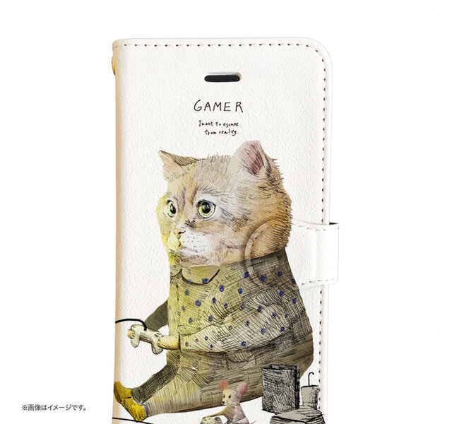 Original手帳型iPhoneケース「GAMER_CAT」の画像1枚目