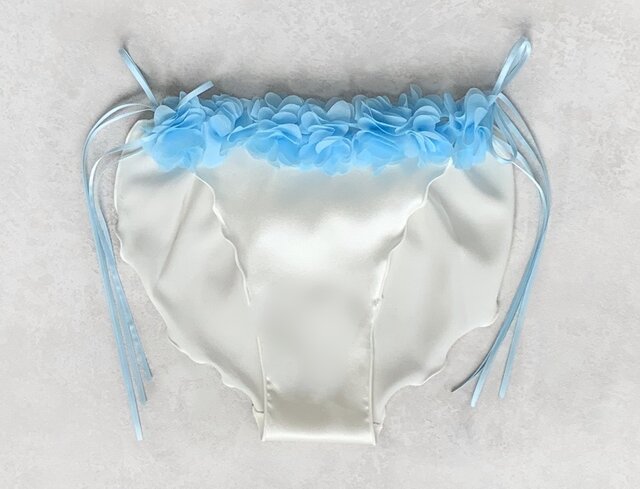 お花 シルク ショーツ 水色 Something blue ふんどしパンツ(M)の画像1枚目