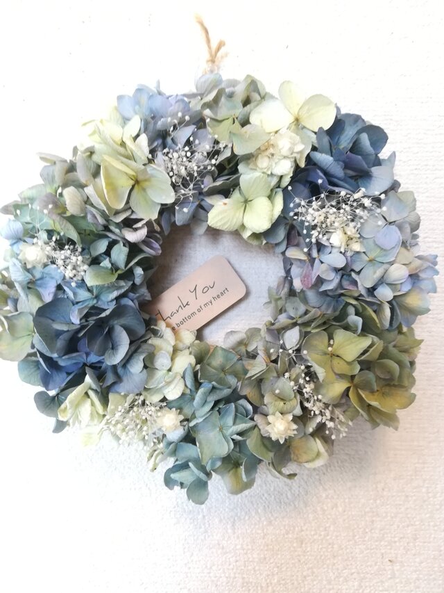 [送料無料]ドライフラワーリース◆あじさいと白いお花と、
