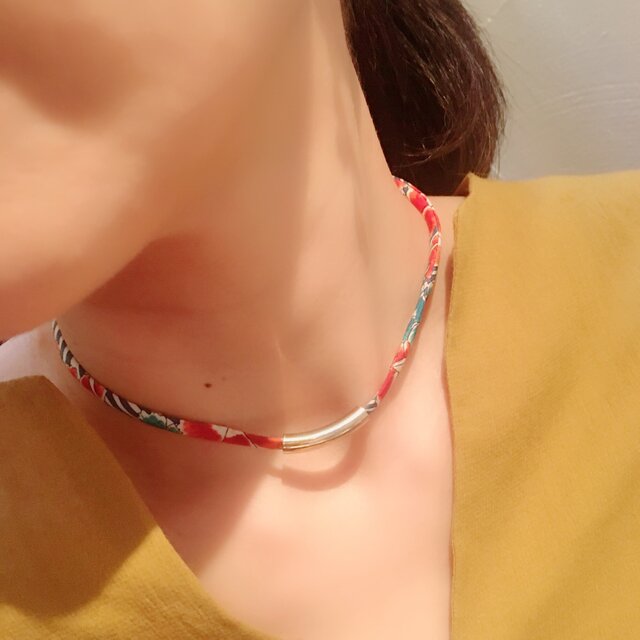 France製リボンのネックレス【アネモネ】の画像1枚目