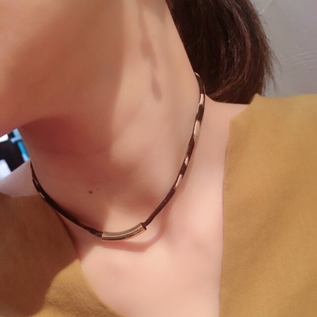 France製リボンネックレス【黒×茶】の画像1枚目