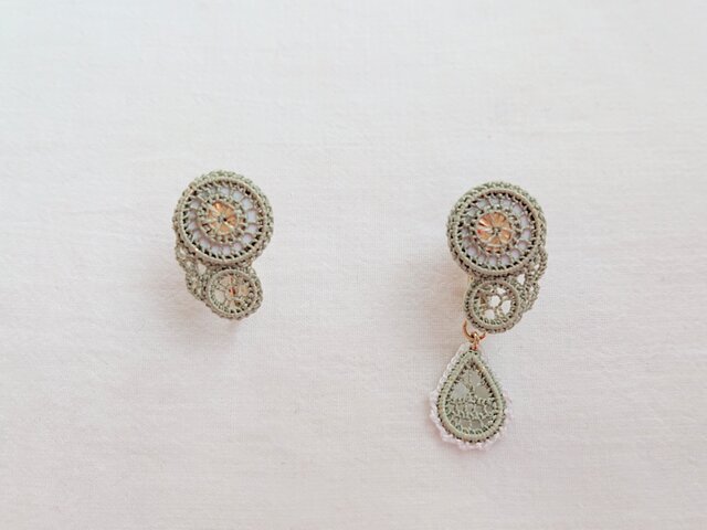 絹糸刺繍 Lysイヤリング -1908の画像1枚目