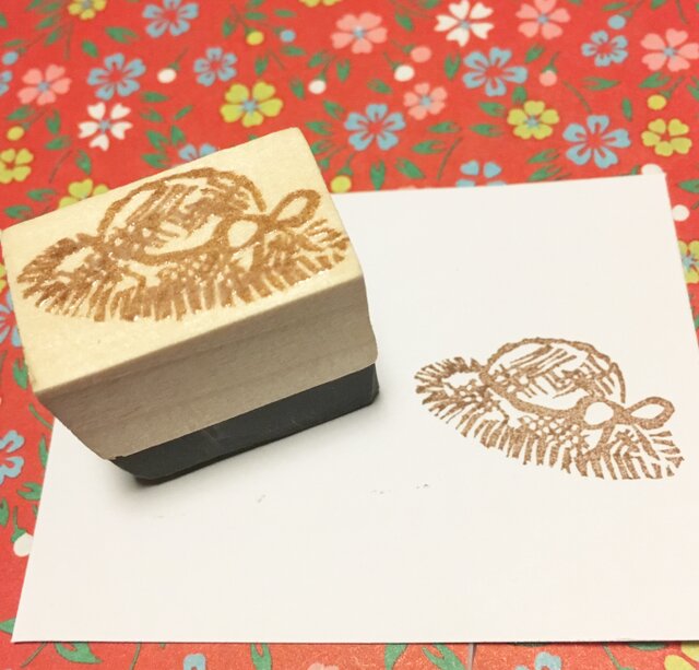 〻夏のはんこ〻【麦わらぼうし】2×3㎝の画像1枚目