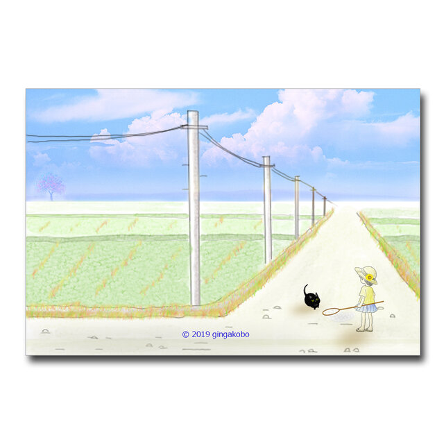 「あの頃の故郷に帰ろう^^」 ほっこり癒しのイラストポストカード2枚組 No.822の画像1枚目