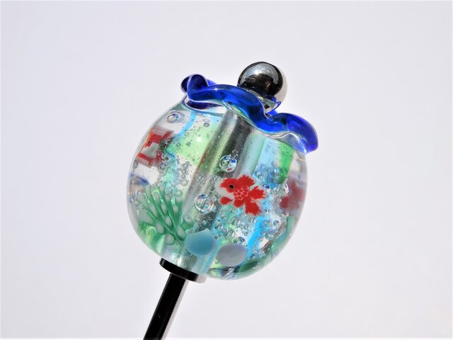 《金魚鉢》 かんざし ガラス とんぼ玉 金魚 浴衣の画像1枚目
