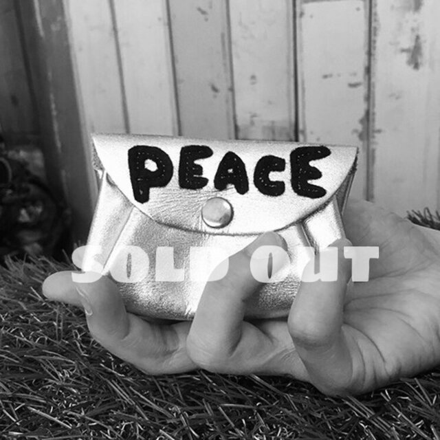 【セレクト加工】PEACEワッペンレザーミニウォレット(シルバー)の画像1枚目