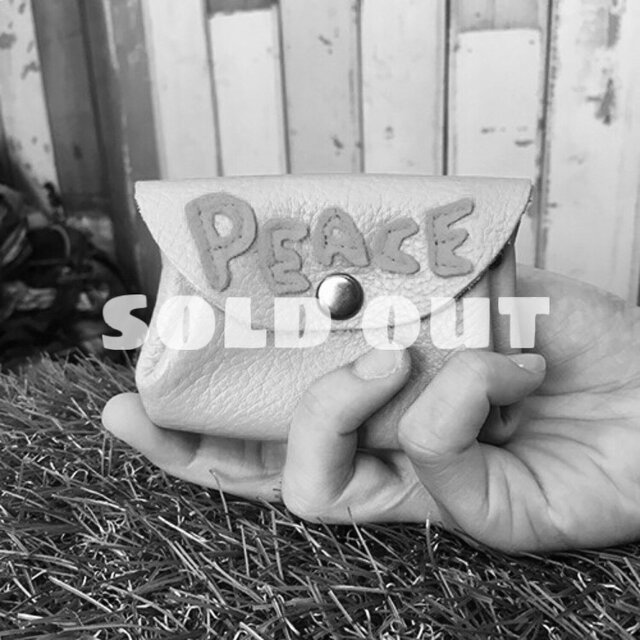 【セレクト加工】PEACEワッペンレザーミニウォレット(グリーン)の画像1枚目