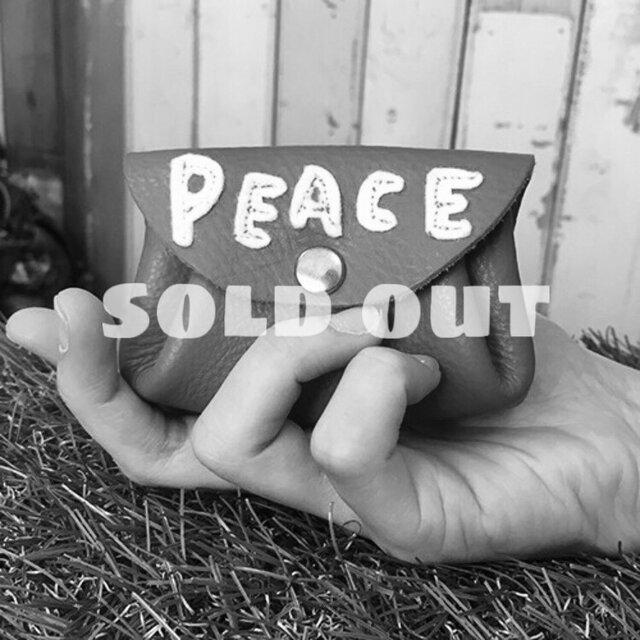 【セレクト加工】PEACEワッペンレザーミニウォレット(ピンク)の画像1枚目