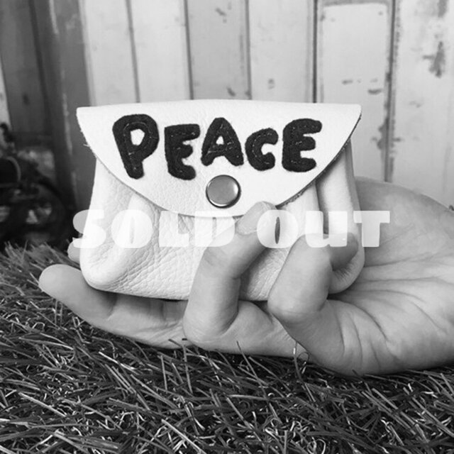 【セレクト加工】PEACEワッペンレザーミニウォレット(イエロー)の画像1枚目