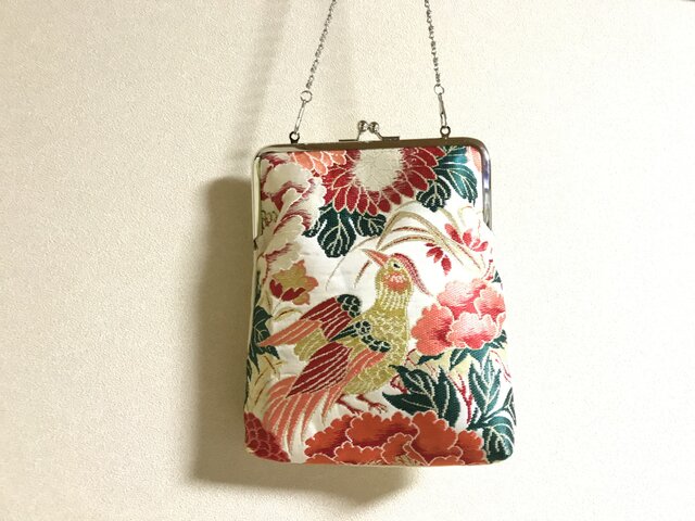 ★御朱印ケース がま口タイプ 花と鳥さん帯地・3★の画像1枚目