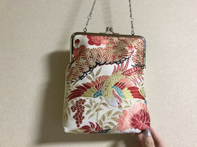 ★御朱印ケース がま口タイプ 花と鳥さん帯地・4★の画像1枚目