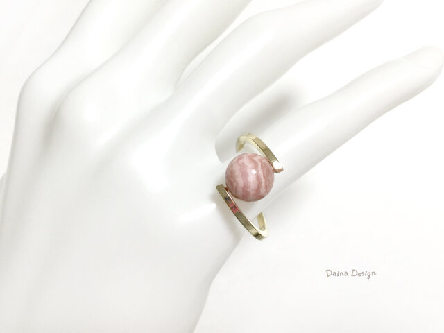 インカローズ 指輪 リング 7月誕生石 ピンク 縞 レア 天然石 ☆ ダイナ