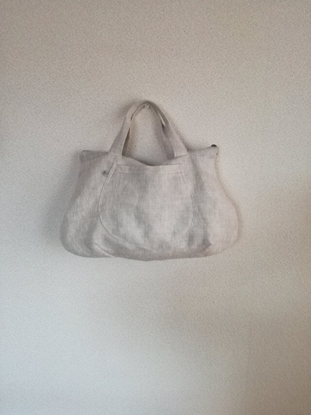 Linen・リネン・手提げファスナーBag・natural color(再販)の画像1枚目