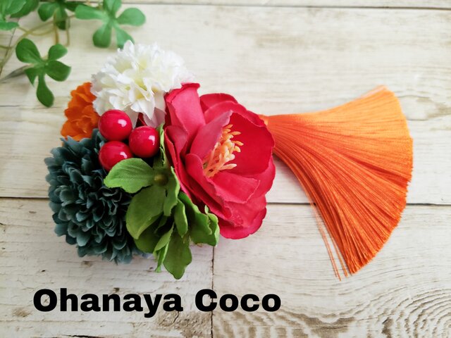 花yurari キュートな薔薇の髪飾り クリップピンタイプ No584の画像1枚目