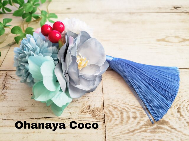 花yurari キュートな薔薇の髪飾り クリップピンタイプ No586の画像1枚目