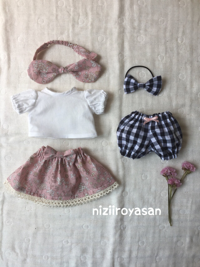 5点セット☆ブラウス、スカート、かぼちゃパンツ、リボン2つの画像1枚目