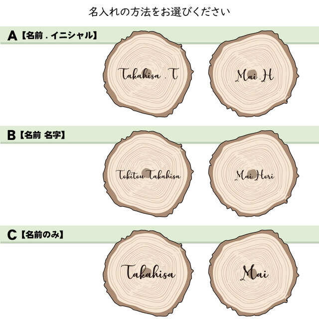 ナチュラル ウェディング 席札 切り株 コースター オーダーメイド