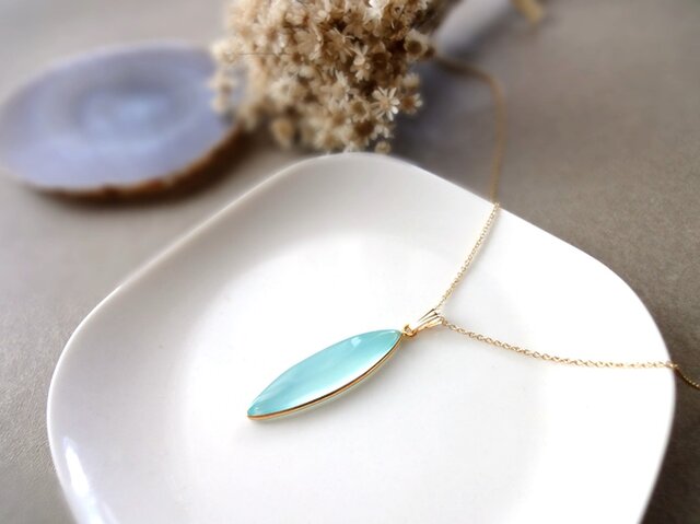 Necklace■ Marquis Shape ■ Auqacolor Calciteの画像1枚目