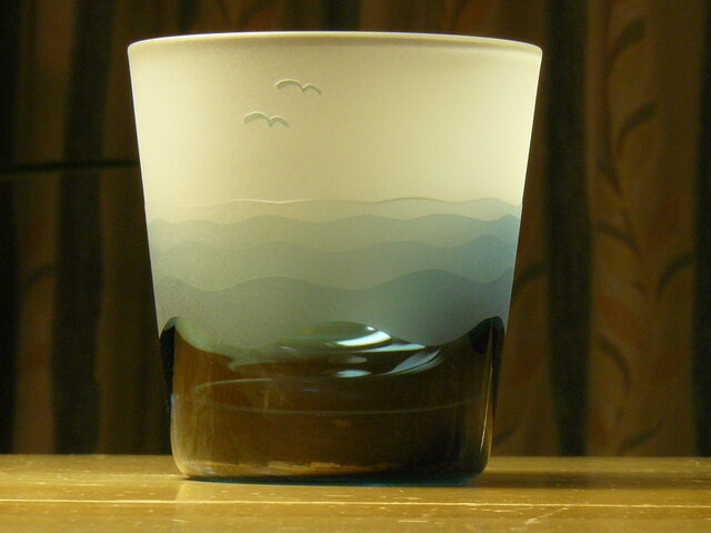 *少々難あり*あさなぎ 冷茶・冷酒グラス 浅葱色の画像1枚目