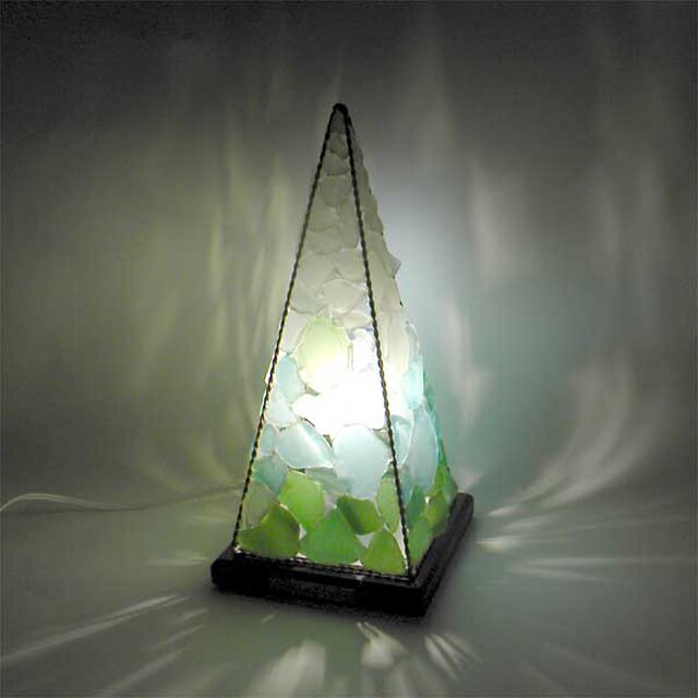 シーグラス ピラミッドランプL シックなモザイクカラー - 1
