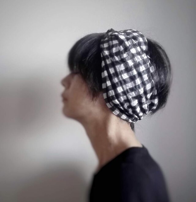 ターバンなヘアバンド ギンガムチェック 送料無料の画像1枚目