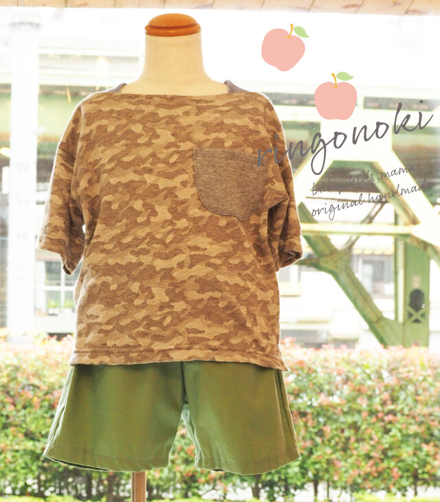 重ね着風がオシャレ!迷彩Tシャツ(グレー)の画像1枚目