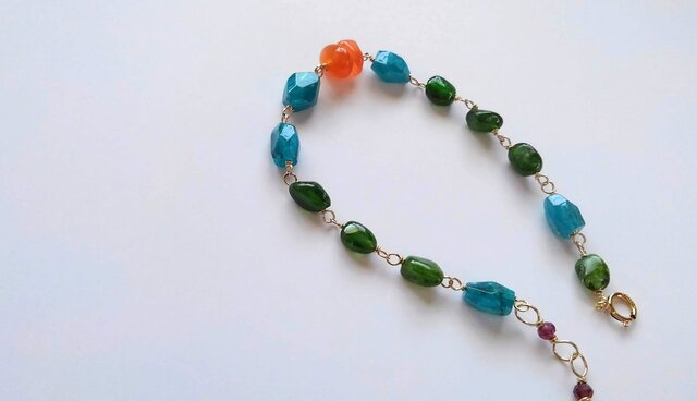 *14KGF orange chalcedony・vitamin color braceletの画像1枚目