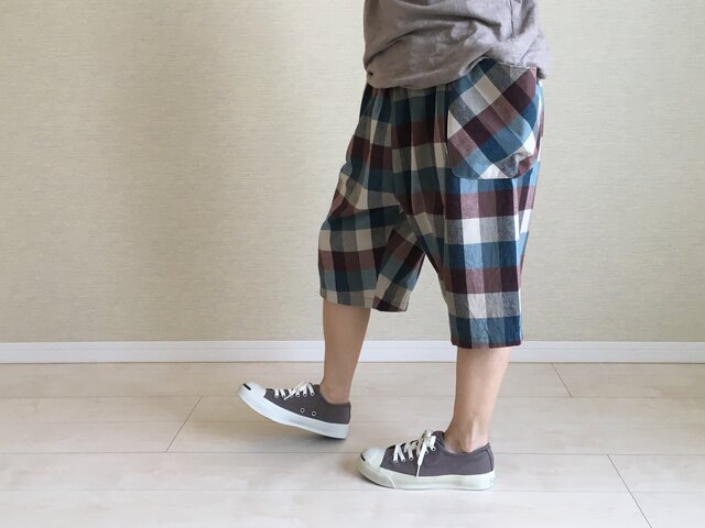 ※オーダー品※ゆるハーフパンツ016(いろいろチェック)の画像1枚目