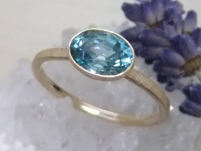 ブルージルコン*K14lunapinkgold ringの画像1枚目