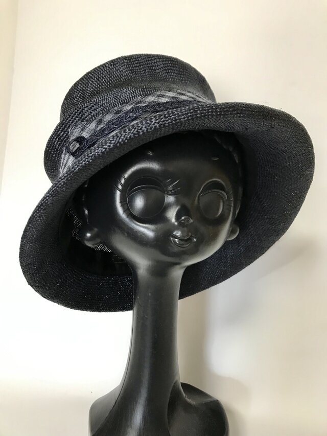 夏帽子(クロシェ風)紺色の画像1枚目