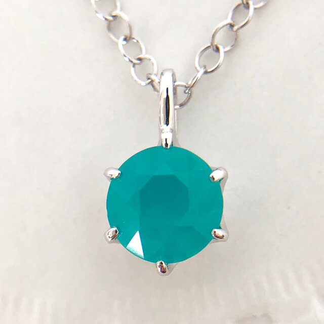 Pt900☆天然ジェムシリカ1.45ct(グレードAAA)ロングネックレス|アリゾナ州グローブ産原石から磨きました!の画像1枚目