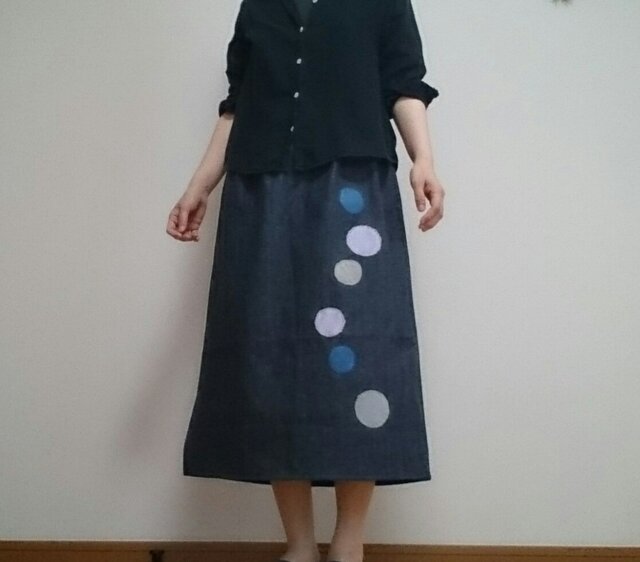 デニムスカートあめ玉大人可愛いウエストゴムの画像1枚目