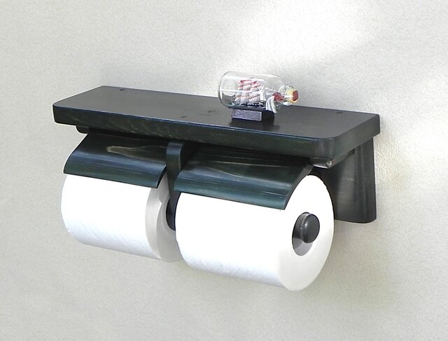木製トイレットペーパーホルダー Ver.13(グリーン シャビー)の画像1枚目