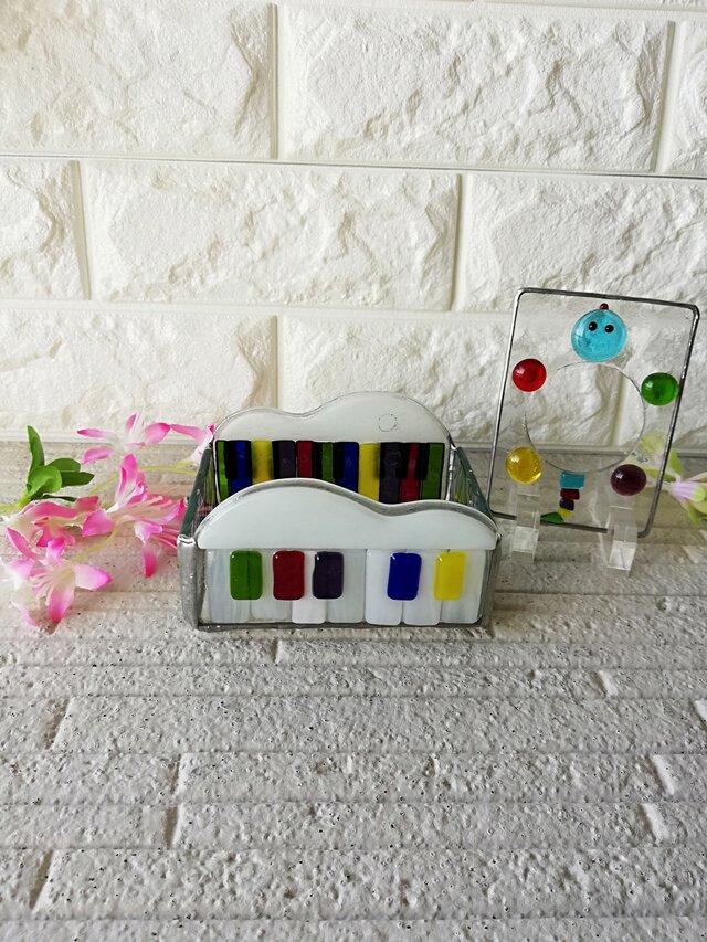 【ARASHI COLORのピアノデザインポケッティッシュBox】 ❇️ステンドグラス+アクセサリーBox+キャンドルBoxの画像1枚目