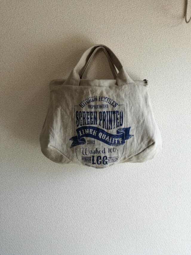 リトアニアlinen リネン・ファスナー手提げBaGの画像1枚目