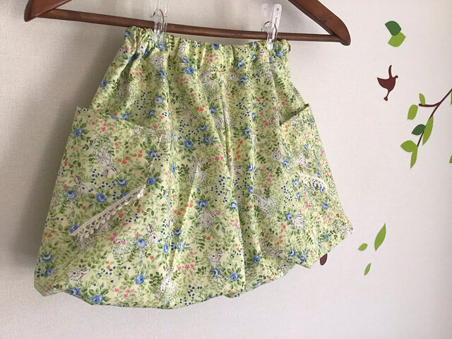 size100*バルーンパンツ(うさぎ・グリーン)の画像1枚目