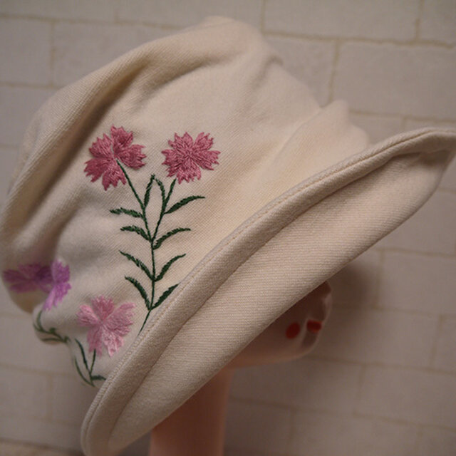 コットン素材スパンフライスニット生地で作ったクロッシェ（ナデシコ）