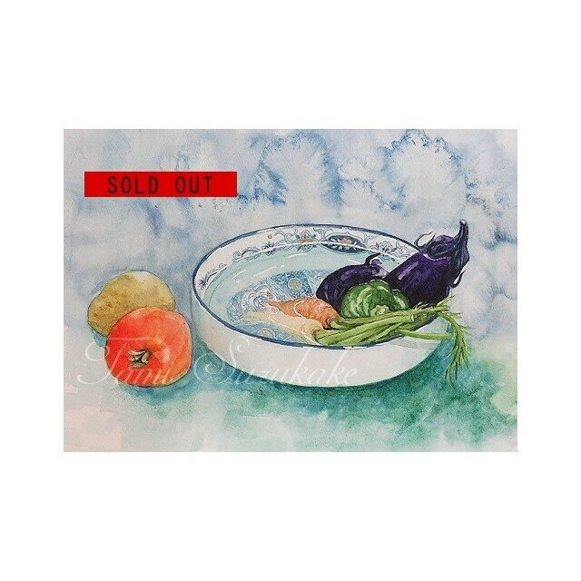 水彩・原画「夏野菜」 | iichi 日々の暮らしを心地よくする