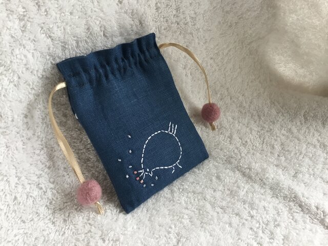 ふわふわ豆巾着~鳥と木の実~の画像1枚目
