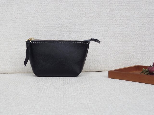 本革ミニポーチ⑥(black)の画像1枚目