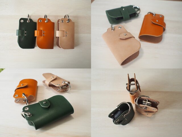 スマートキー対応 キーケース【名入れ・選べる革】金具シルバー色