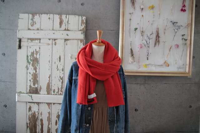 ○テラコッタオレンジ○ カシミア100％ストール ウォッシャブル