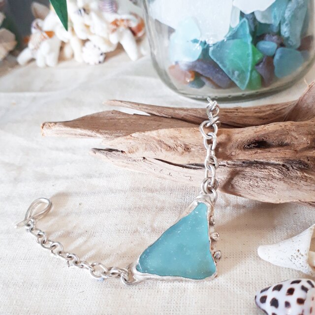 【silver925】seaglass chain bracelet