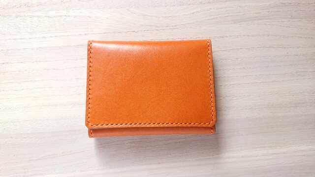 受注生産＊ 三つ折りカードケース（名刺入れ） ピアノレザー（キャメル