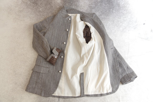 リネンヘリンボーンツイードジャケット【総裏仕立て】 | iichi 日々の